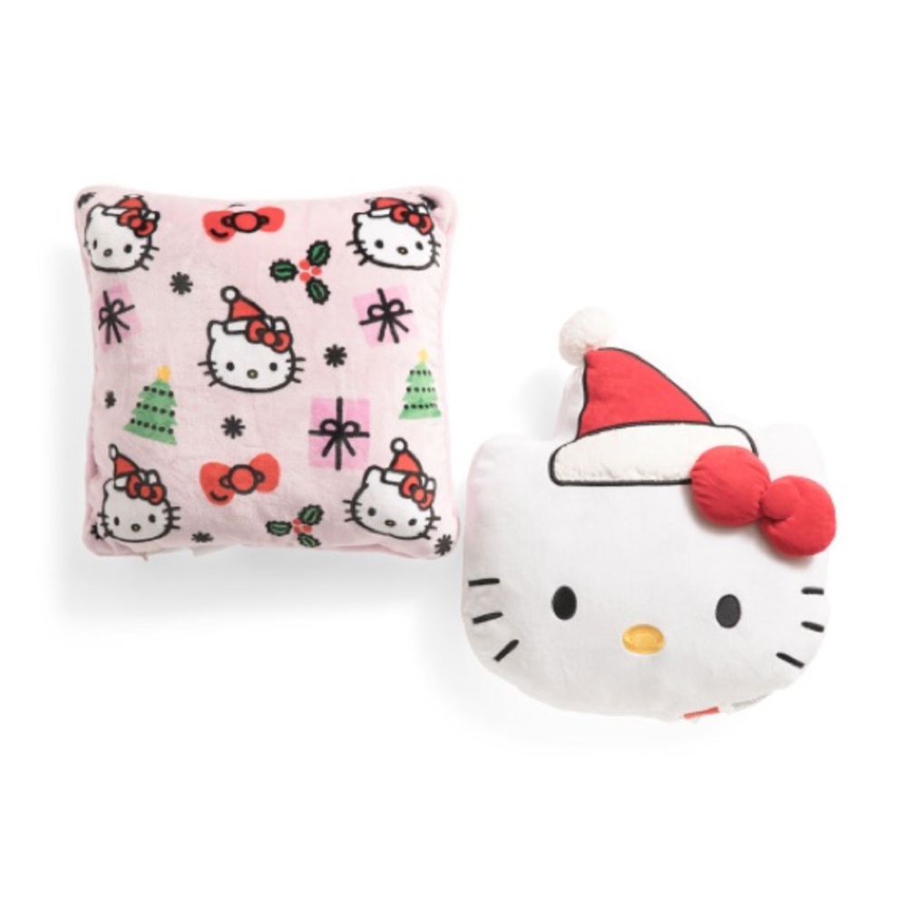 🆕- AUTHENTIC SANRIO HELLO KITTY  HOLIDAY Throw Pillow Set - Pink and Red